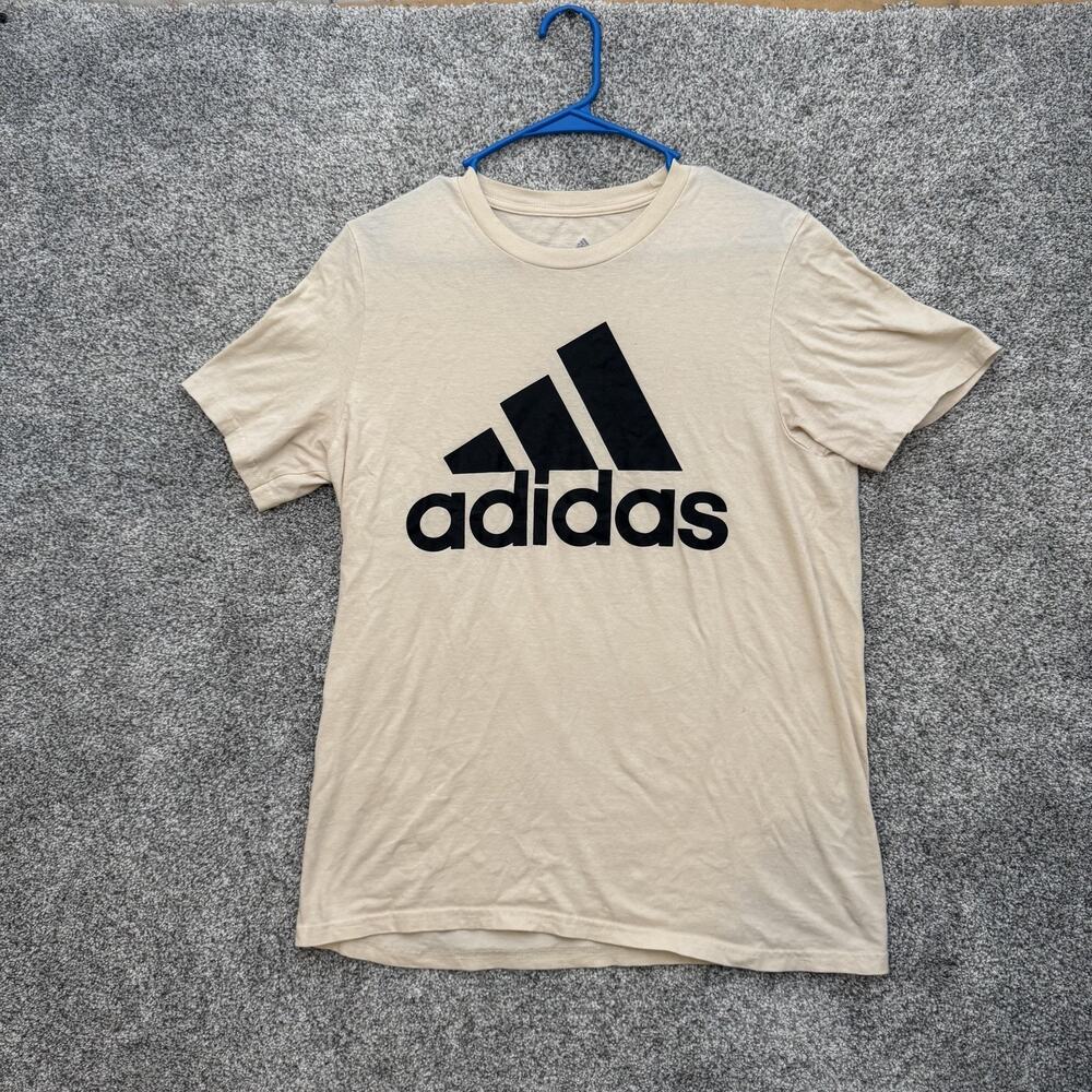 Adidas Shirt Mens Medium Beige Amplifier Tee‎ Athletic Logo Graphic Casual Top